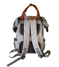 Load image into Gallery viewer, LITTLE BRU DIAPER BAG STRIPE GREY WHITE
