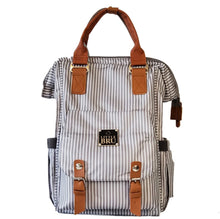 Load image into Gallery viewer, LITTLE BRU DIAPER BAG STRIPE GREY WHITE