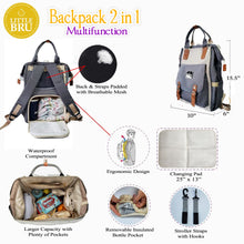 Load image into Gallery viewer, LITTLE BRU DIAPER BAG BEIGE GREY